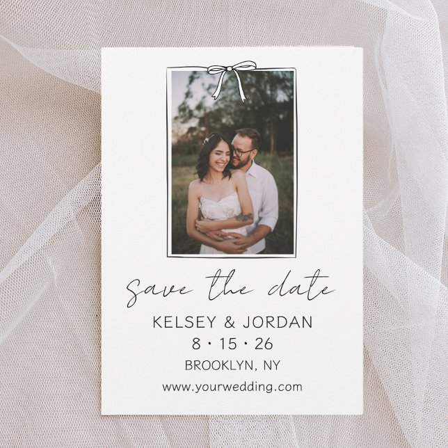 Timeless Simple Modern Bow Handwritten Whimsical Save The Date (Creator Uploaded)