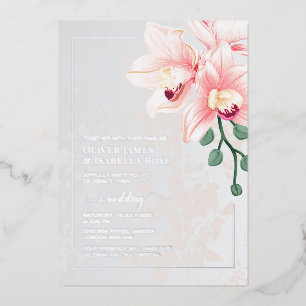 Timeless Soft Pink Orchid Wedding Invitation Foil Invitation