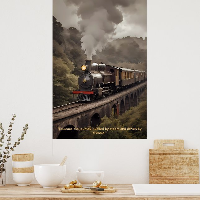 "Timeless Steam: The Majesty of Classic Trains Poster (Kitchen)