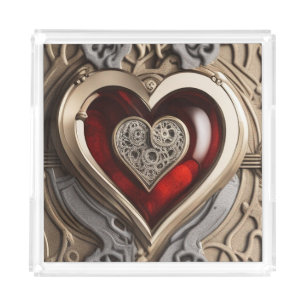 Timeless Steampunk Heart of Love Acrylic Tray