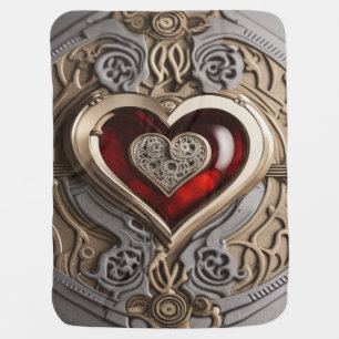Timeless Steampunk Heart of Love Baby Blanket