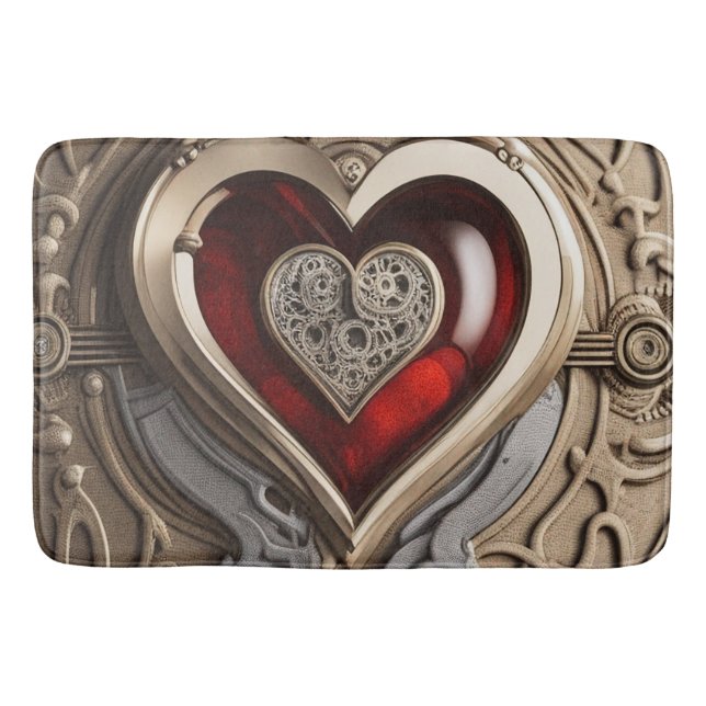 Timeless Steampunk Heart of Love Bath Mat (Front)