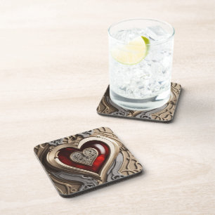 Timeless Steampunk Heart of Love Beverage Coaster