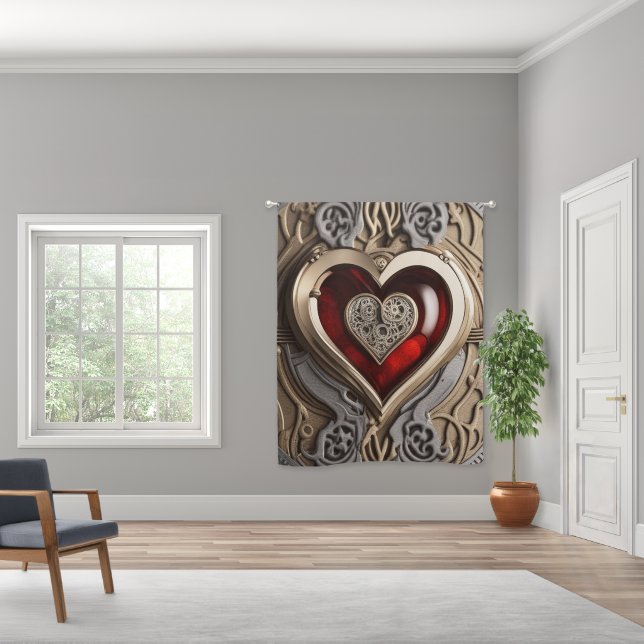 Timeless Steampunk Heart of Love Blackout Curtains (Wide)