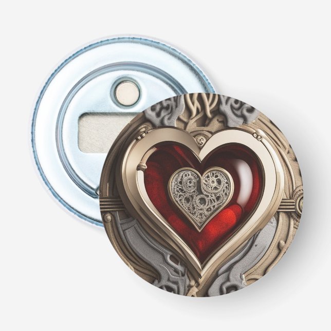 Timeless Steampunk Heart of Love Bottle Opener (Front)