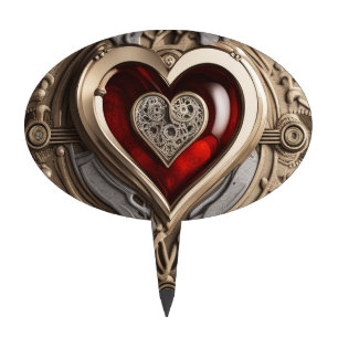 Timeless Steampunk Heart of Love Cake Topper