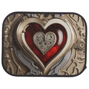 Timeless Steampunk Heart of Love Car Floor Mat
