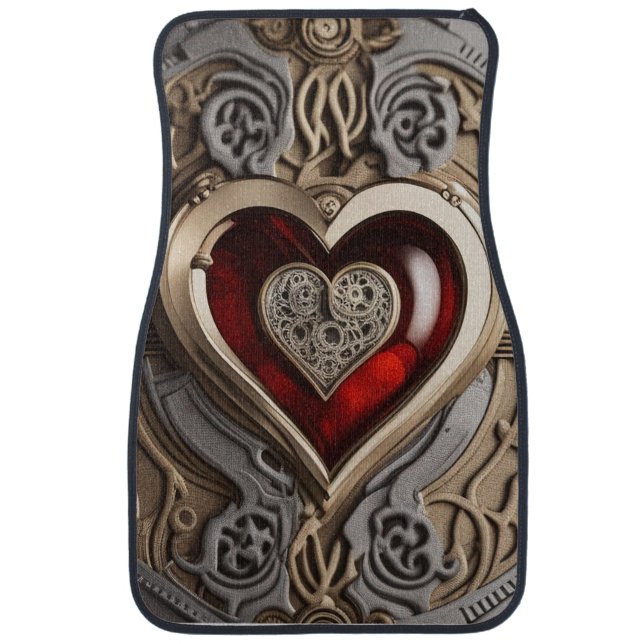 Timeless Steampunk Heart of Love Car Floor Mat (Front)