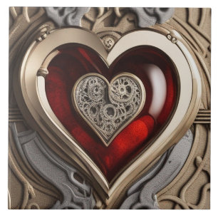 Timeless Steampunk Heart of Love Ceramic Tile