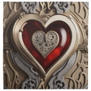 Timeless Steampunk Heart of Love Cloth Napkin