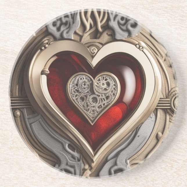 Timeless Steampunk Heart of Love Coaster (Front)