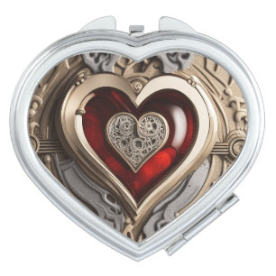 Timeless Steampunk Heart of Love Compact Mirror