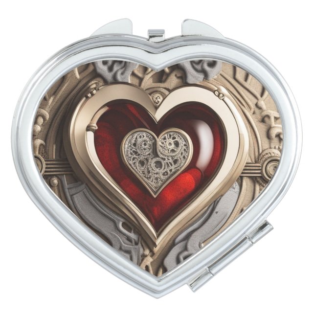 Timeless Steampunk Heart of Love Compact Mirror (Front)
