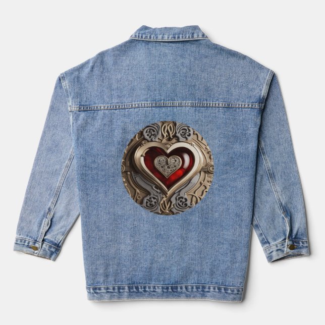 Timeless Steampunk Heart of Love Denim Jacket (Back)