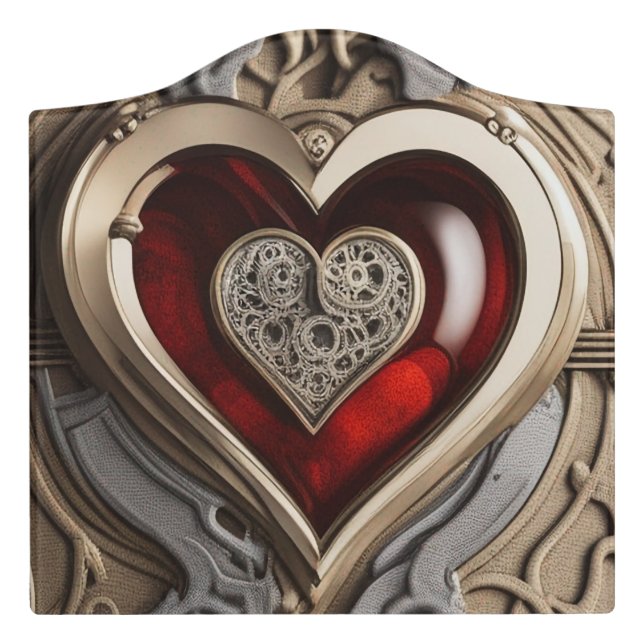 Timeless Steampunk Heart of Love Door Sign (Large Crest Front)