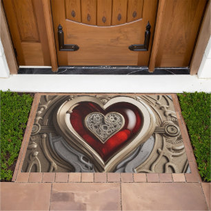 Timeless Steampunk Heart of Love Doormat