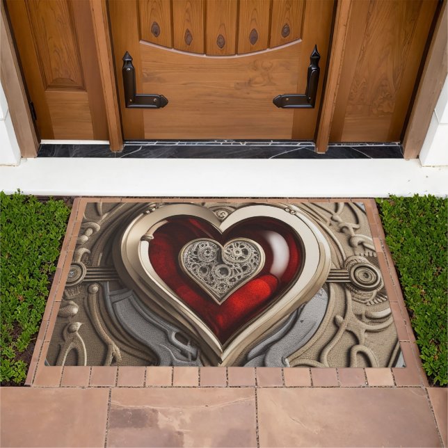 Timeless Steampunk Heart of Love Doormat (Outdoor)