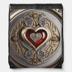 Timeless Steampunk Heart of Love Drawstring Bag