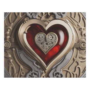 Timeless Steampunk Heart of Love Faux Canvas Print