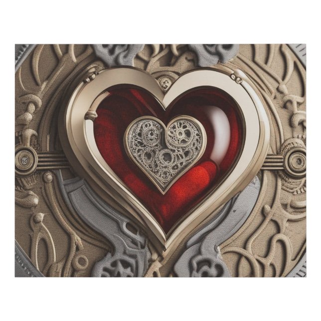 Timeless Steampunk Heart of Love Faux Canvas Print (Front)
