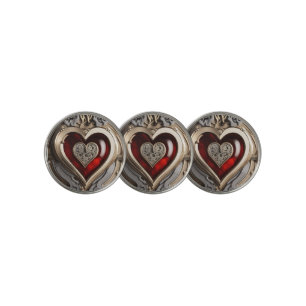 Timeless Steampunk Heart of Love Golf Ball Marker