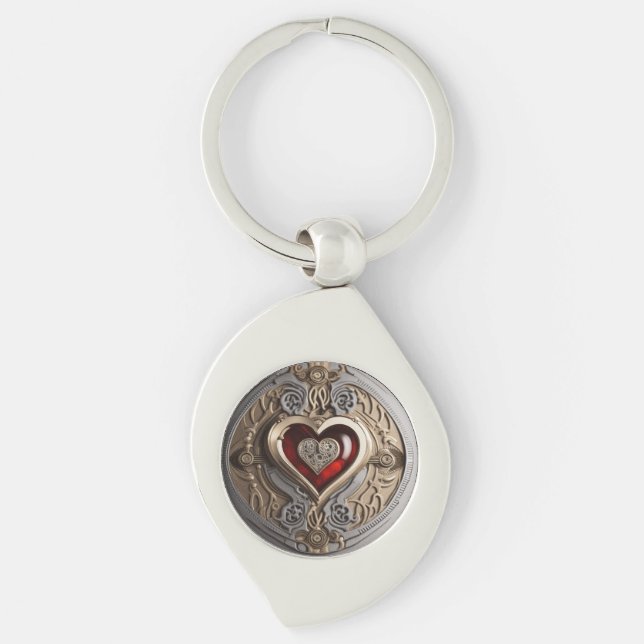 Timeless Steampunk Heart of Love Keychain (Front)