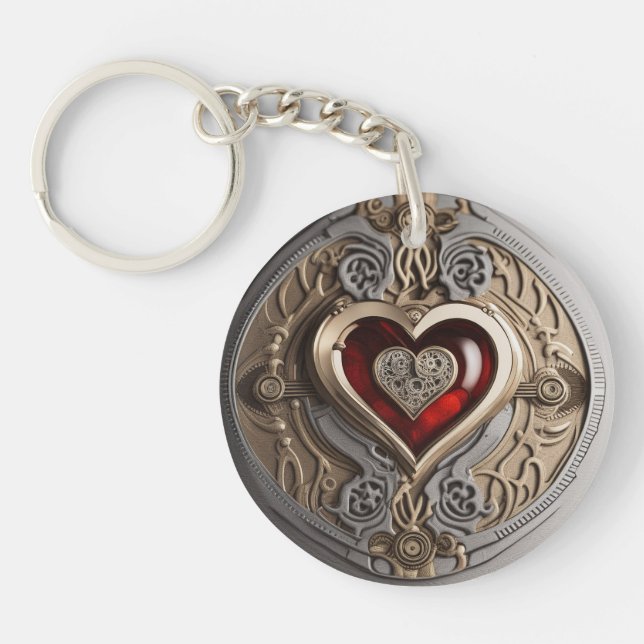 Timeless Steampunk Heart of Love Keychain (Front)