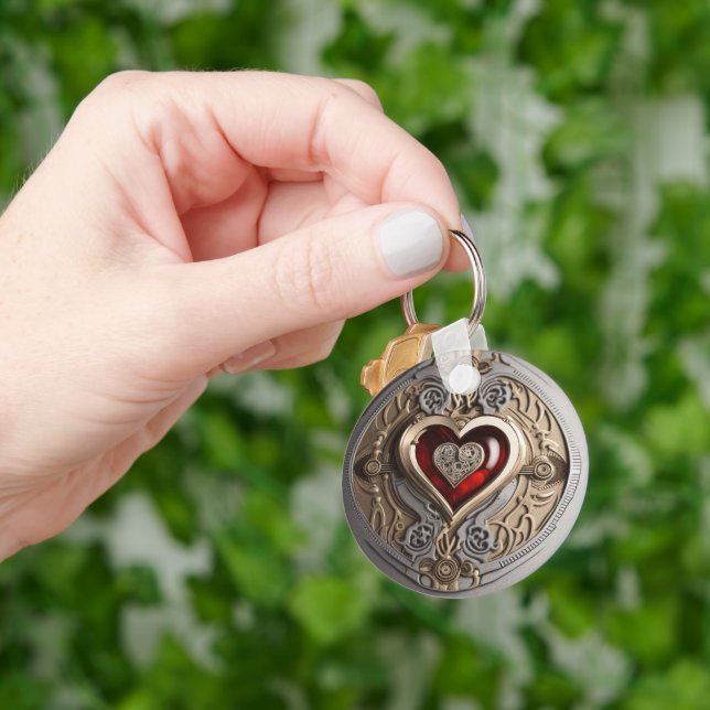 Timeless Steampunk Heart of Love Keychain (Hand)
