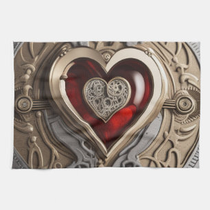 Timeless Steampunk Heart of Love Kitchen Towel