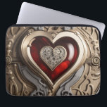 Timeless Steampunk Heart of Love Laptop Sleeve<br><div class="desc">A heart that beats in gears and gold — this steampunk masterpiece blends passion and precision in perfect harmony. The glowing red glass core pulses within ornate brass and clockwork details, symbolizing eternal love powered by time itself. Ideal for steampunk fans, romantics, and dreamers who adore art that fuses emotion...</div>