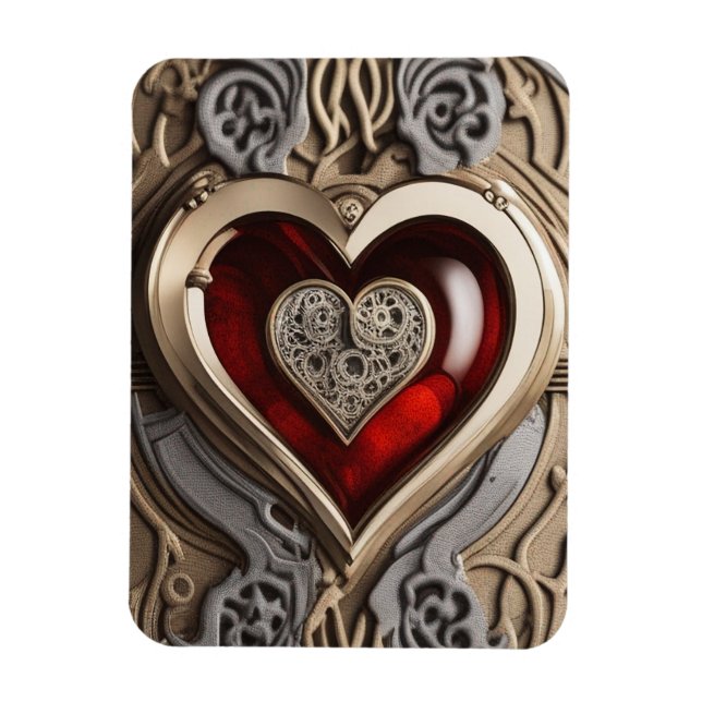 Timeless Steampunk Heart of Love Magnet (Vertical)