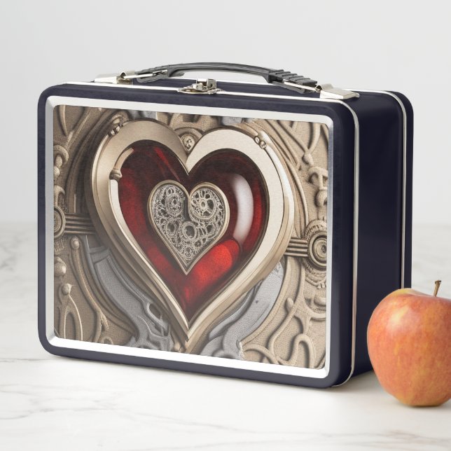 Timeless Steampunk Heart of Love Metal Lunch Box (In Situ)