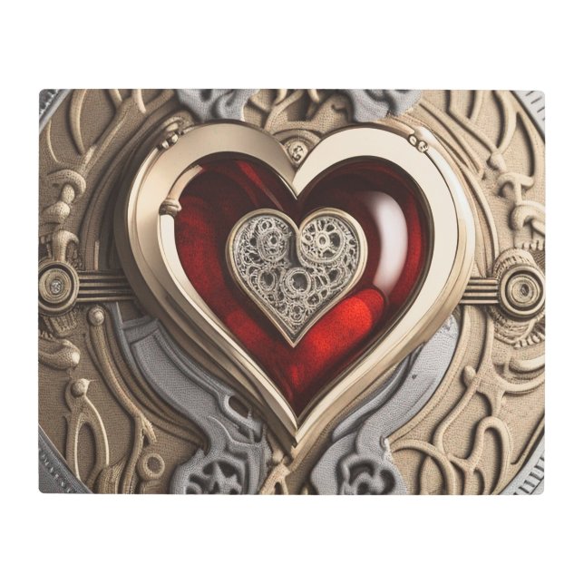 Timeless Steampunk Heart of Love Metal Print (Front)