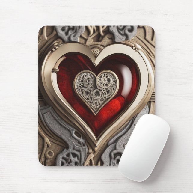 Timeless Steampunk Heart of Love Mouse Pad (With Mouse)