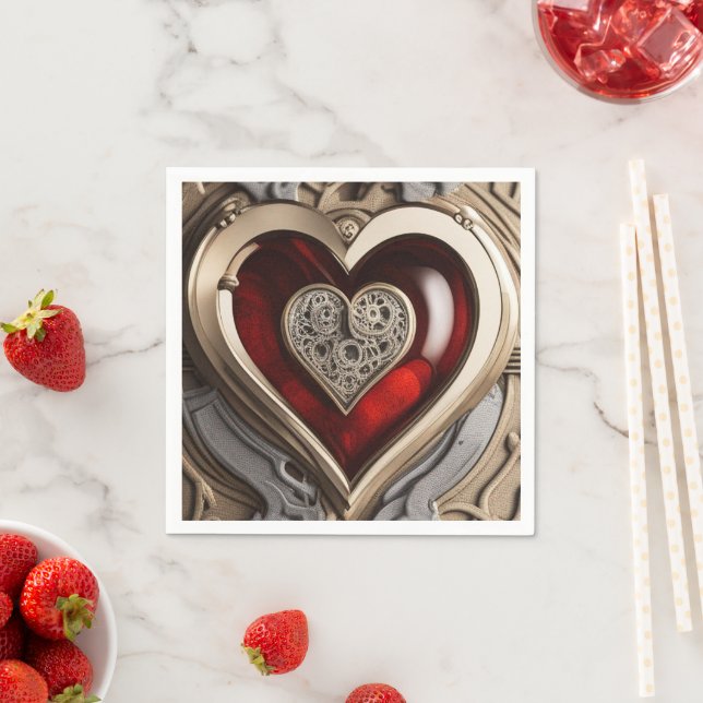 Timeless Steampunk Heart of Love Napkins (Insitu)