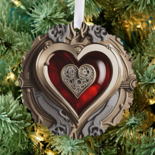 Timeless Steampunk Heart of Love Ornament Card