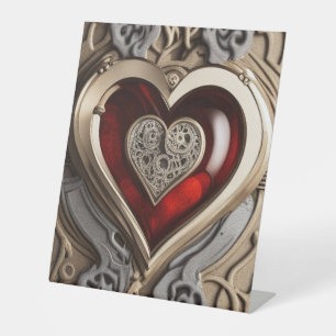 Timeless Steampunk Heart of Love Pedestal Sign