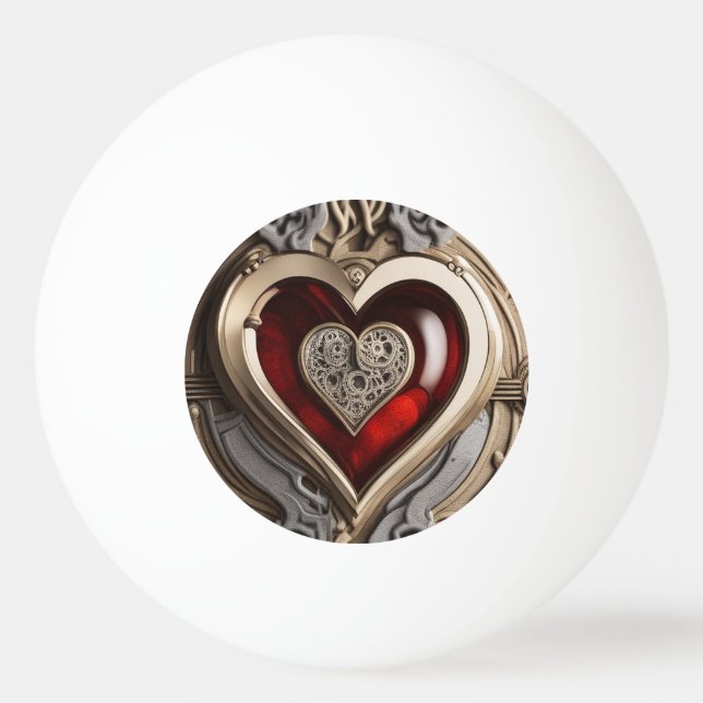 Timeless Steampunk Heart of Love Ping Pong Ball (Front)