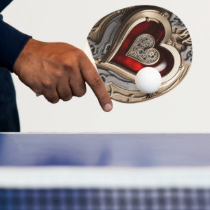 Timeless Steampunk Heart of Love Ping Pong Paddle