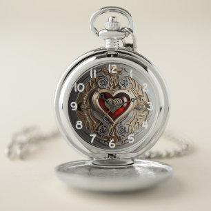 Timeless Steampunk Heart of Love Pocket Watch