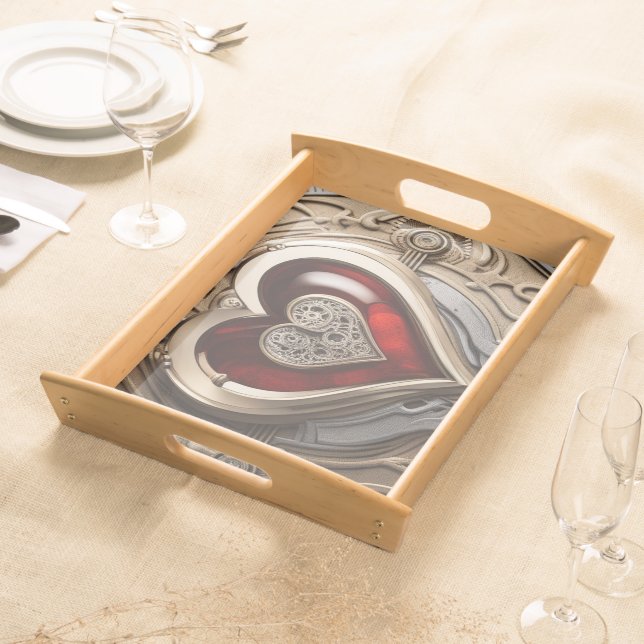 Timeless Steampunk Heart of Love Serving Tray (Front)