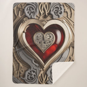 Timeless Steampunk Heart of Love Sherpa Blanket