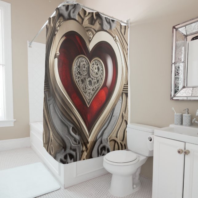 Timeless Steampunk Heart of Love Shower Curtain (In Situ)