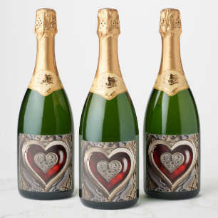 Timeless Steampunk Heart of Love Sparkling Wine Label