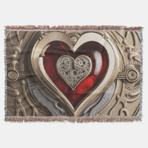Timeless Steampunk Heart of Love Throw Blanket