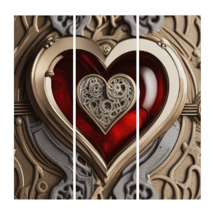 Timeless Steampunk Heart of Love Triptych