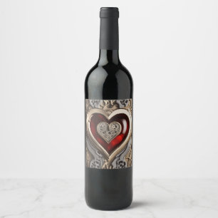 Timeless Steampunk Heart of Love Wine Label