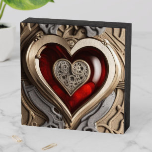 Timeless Steampunk Heart of Love Wooden Box Sign