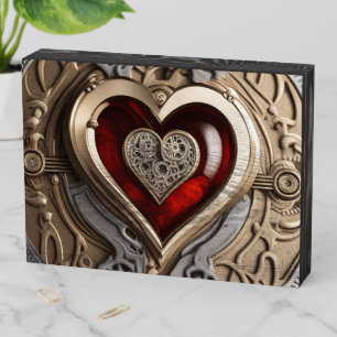 Timeless Steampunk Heart of Love Wooden Box Sign