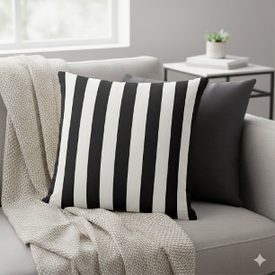 Timeless Stripes Black & White Throw Pillow